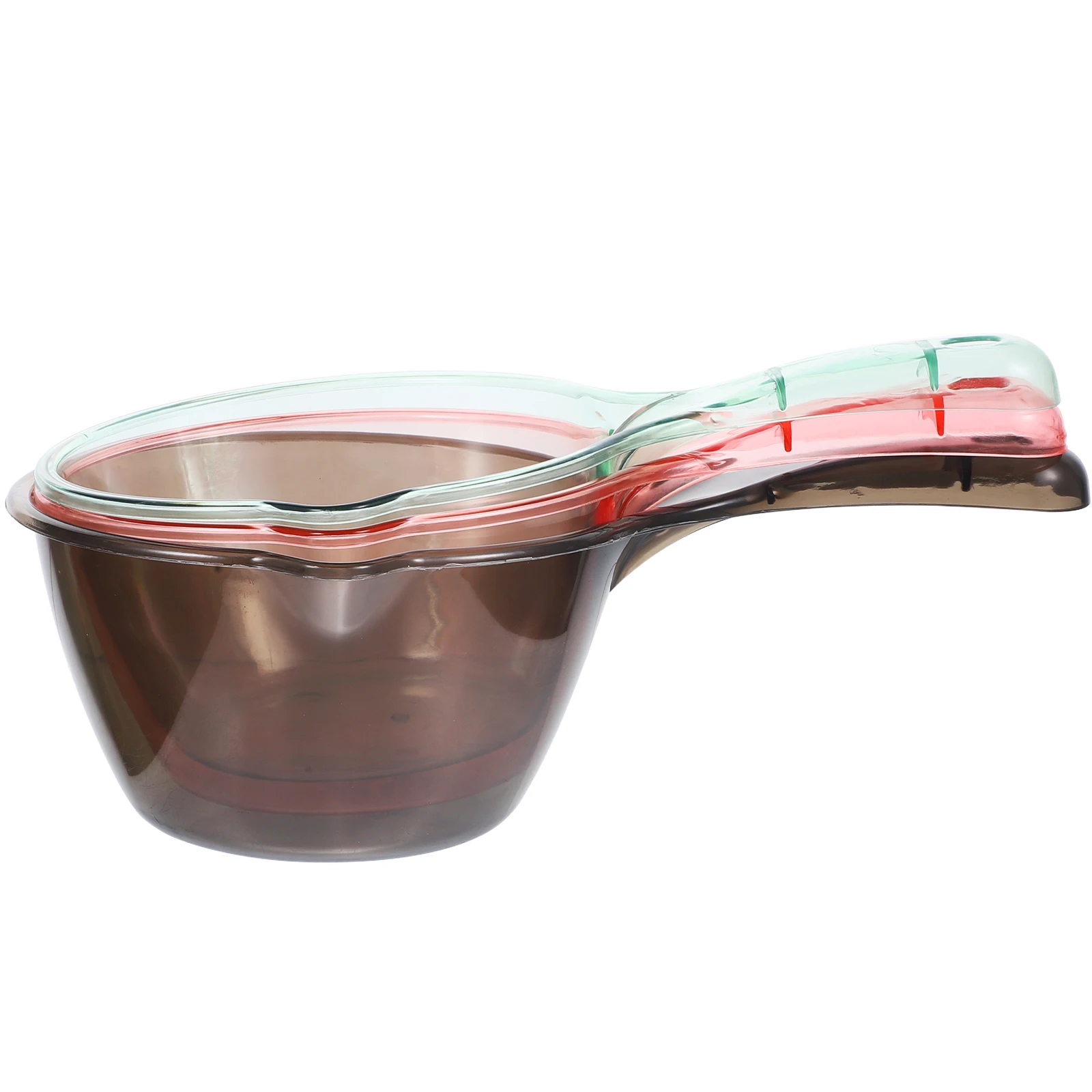 

3 Pcs Baby Bath Water Ladle Ergonomic Handle Plastic Reusable Spoon Scoop Kitchen Home Gardening Use Green Pink Gray