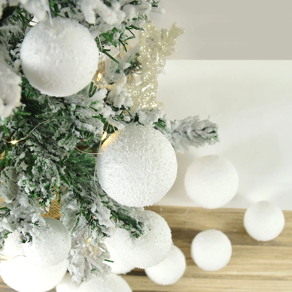 4/6/8/10cm White Christmas Balls Snowflake PE Foam Ball Xmas Tree Pendants Hanging Ornament New Year Decoration for Home Navidad - Image 2
