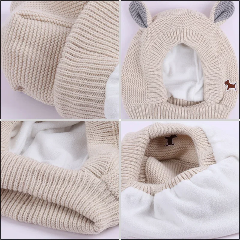 Quality Hight Knit Pet Cap Hat for Medium Large Dogs Winter Warm Big Dog Headwear Headgear French Bulldog Costume Accessories