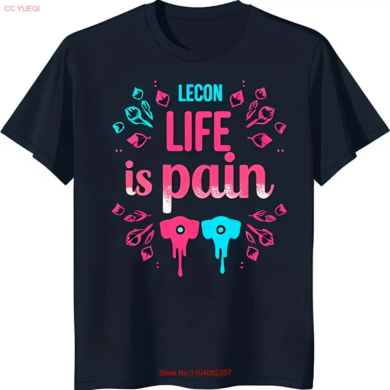 

Стильная черная футболка с цветочной графикой и дизайном «Жизнь боли».