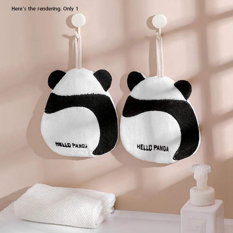 Panda Hand Towel Super Absorbent Hand Towel With Hanging Hand Towel Coral Fleece Kitchen Bathroom Child Cleaning Towel