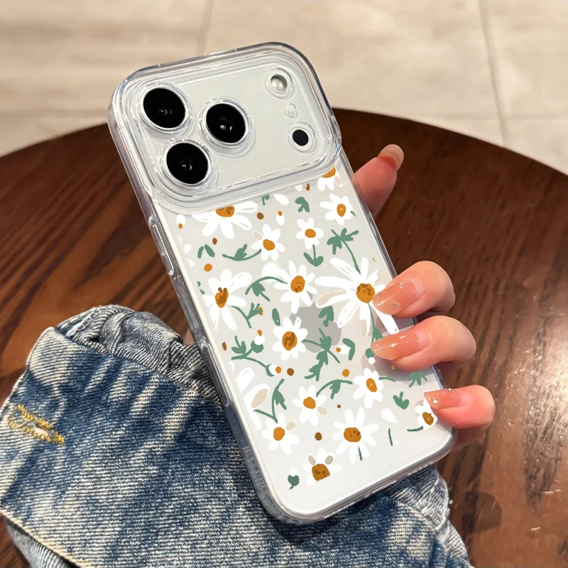 

Lightweight Daisy Floral Motif Case For Xiaomi 17 Pro Max 15T 15 14T 14 13T 13 12T 12 Pro Mi 11 Lite 5G Transparent Bumper Funda