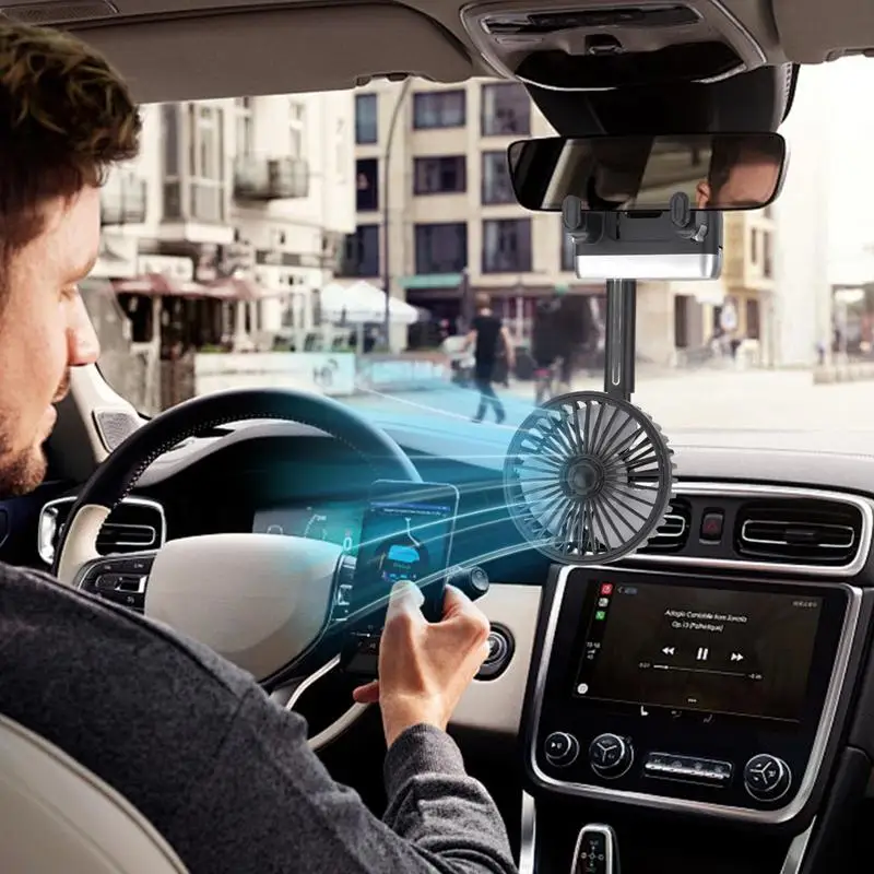 Car Fan 12V 24V Car Rearview Mirror Air Fan Quiet Cool Gadget Plug And Play Electric Blower For Driver Passenger