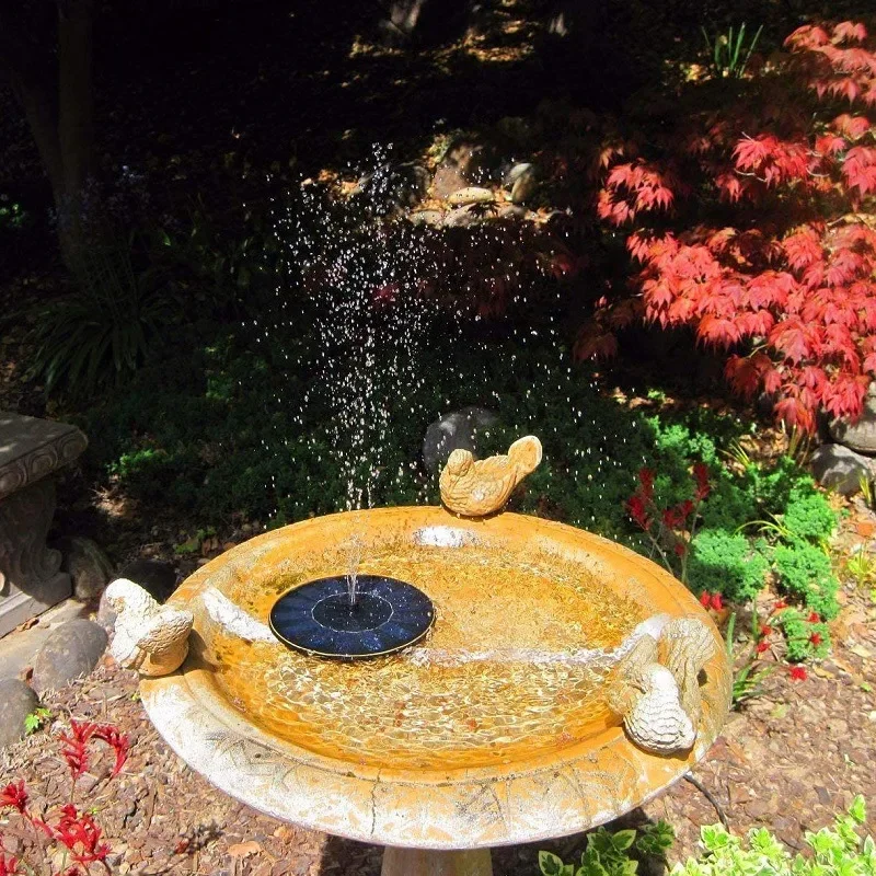 

16CM Circular Solar Fountain Outdoor Water Pool Bird Bath Fountain Courtyard Garden Floating Water Feature Fountain Water Pump