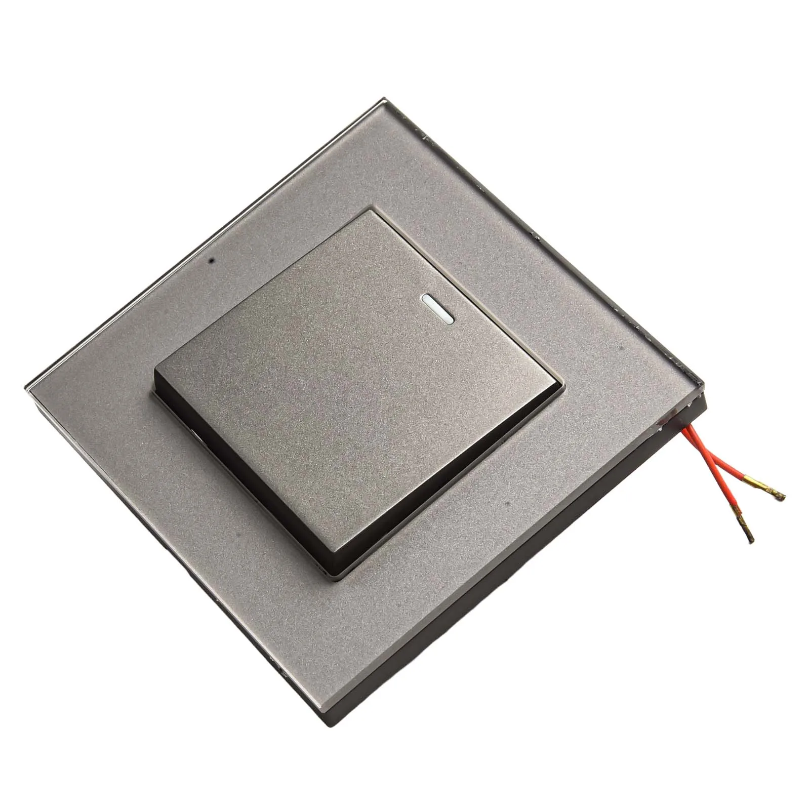 Light Luxury Switch Single Control Switch Indoor Use Tempered Glass Shell Copper Nickel Plating 6*6cm For Office