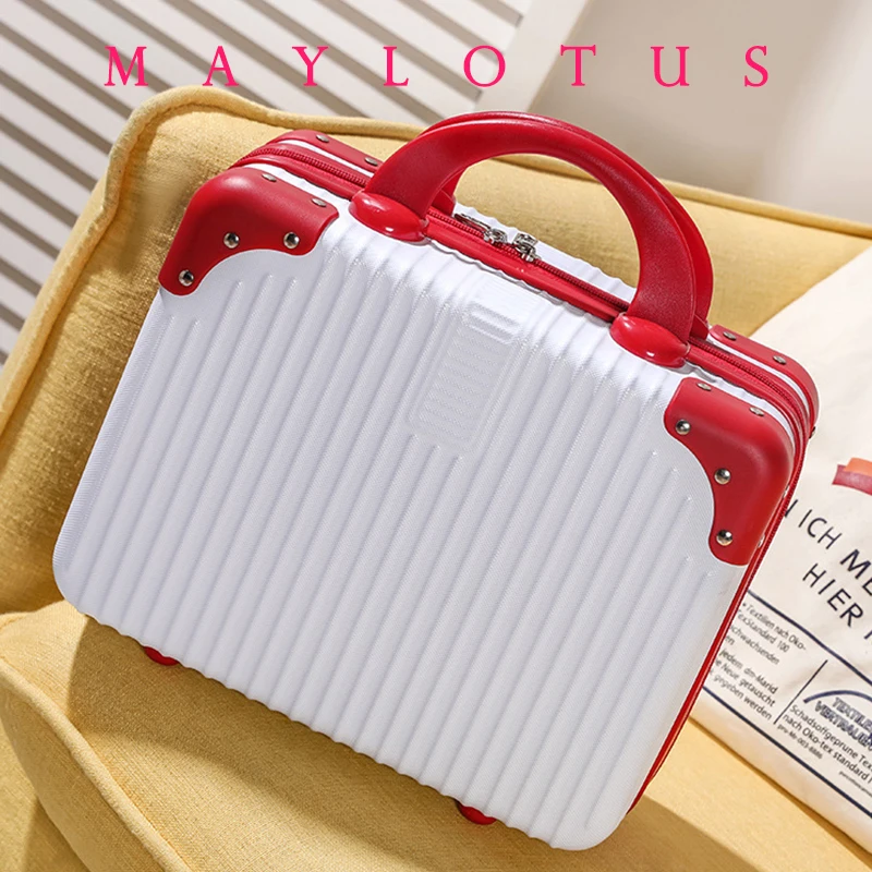 

16 Inch with Coded Lock Beige Waterproof Explosion-proof Lady Travel Suitcase Women's Makeup Bag Size:30-15-20cm