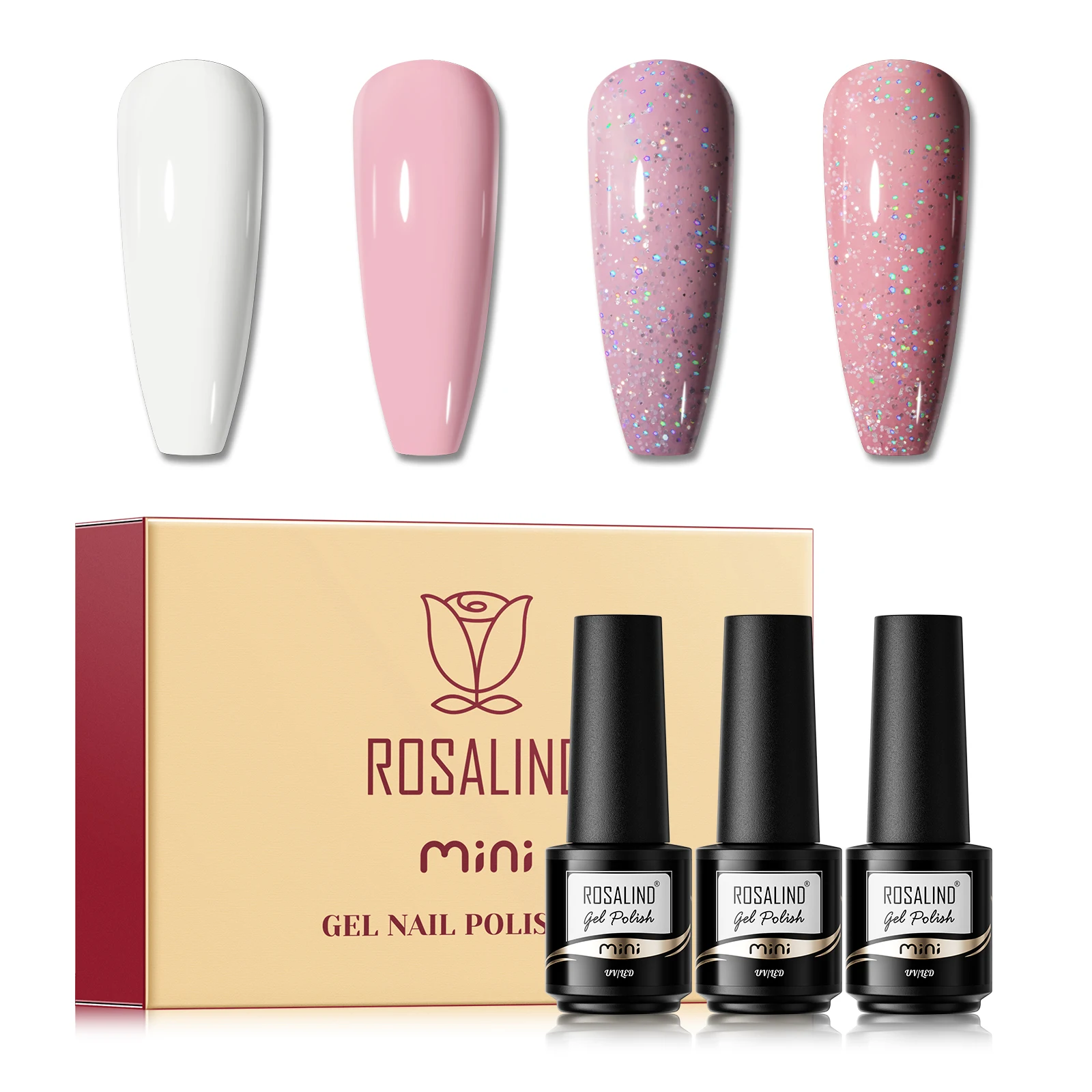 Rosalind 4/6psc เจลทาเล็บชุด 7ml เล็บ Primer ยาทาเล็บชุดเจลตัวแทนขัด UV โคมไฟเล็บอุปกรณ์