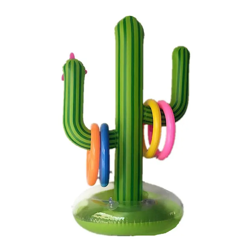 Juego de lanzamiento de anillo de Cactus inflable para niños y adultos, juguetes de piscina, suministros de fiesta, juego interior y exterior, 5 piezas