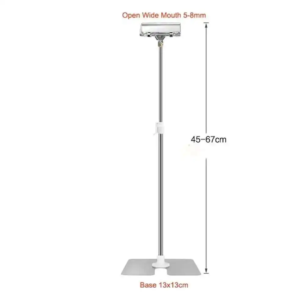 Adjustable Stainless Steel Poster Stand Mall Display Banner Stand Holder With Clip Desktop Stretchable Display Rack