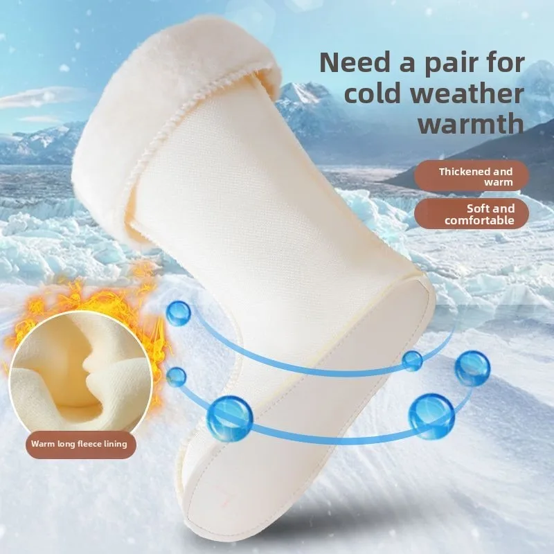 Women Fleece Lined Waterproof Rain Boots Anti Slip Tall Height Fashionable Warm Insulated Kitchen Garden Rubber Footwear Adults