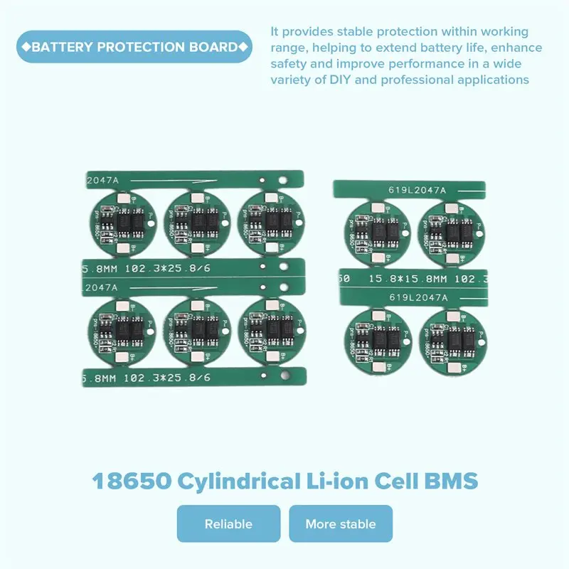 -[A51I Digital]Dual MOS 18650 Li- Universal Battery Protection Board 10 Set 18650 Cylindrical Li- Cell BMS