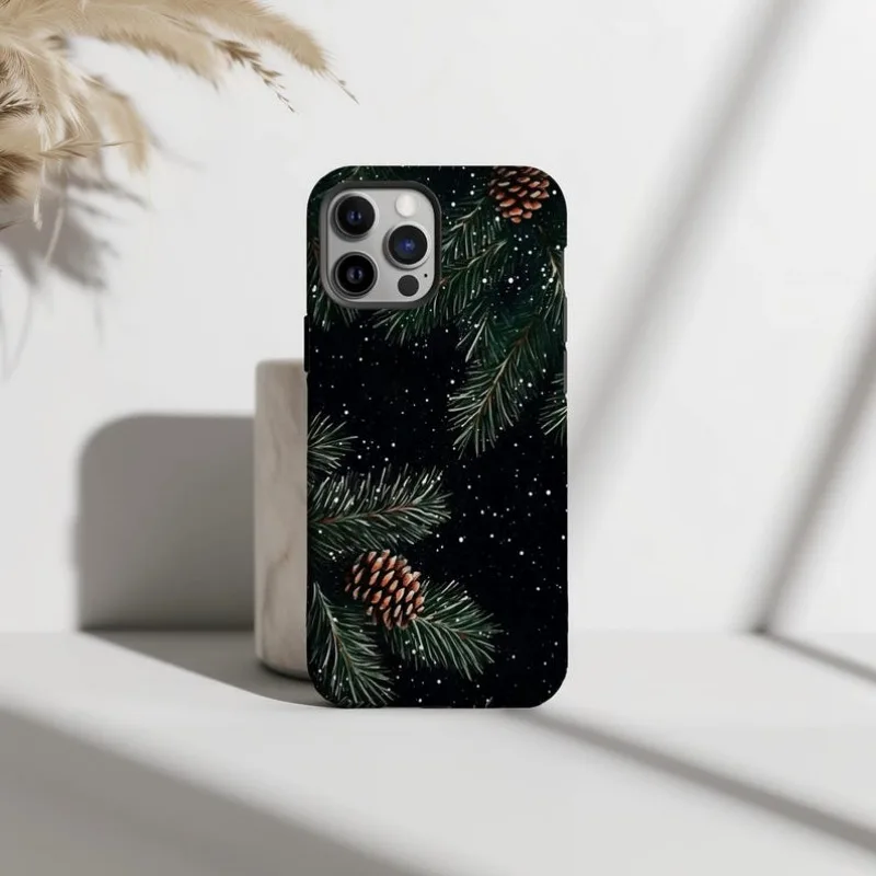 Pinecone Winter Night Phone Case For IPHONE 16 15PRO MAX 14 13 12 11 Acrylic TPU Two in one magnetic Phone Cases