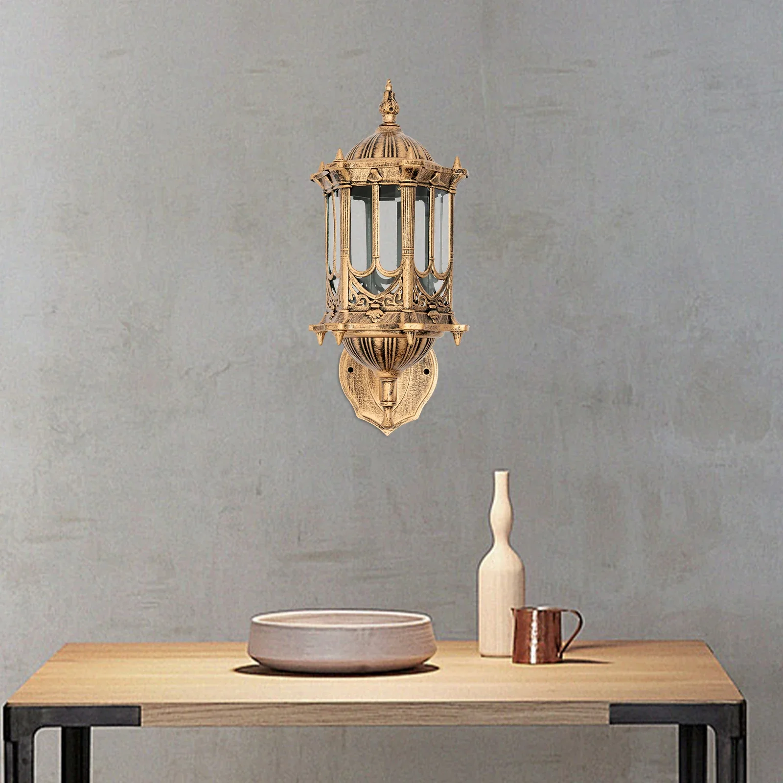 Lampada da parete per esterni, lampade da parete per esterni retrò con paralume in vetro trasparente, luci per portico in alluminio per corridori, balconi