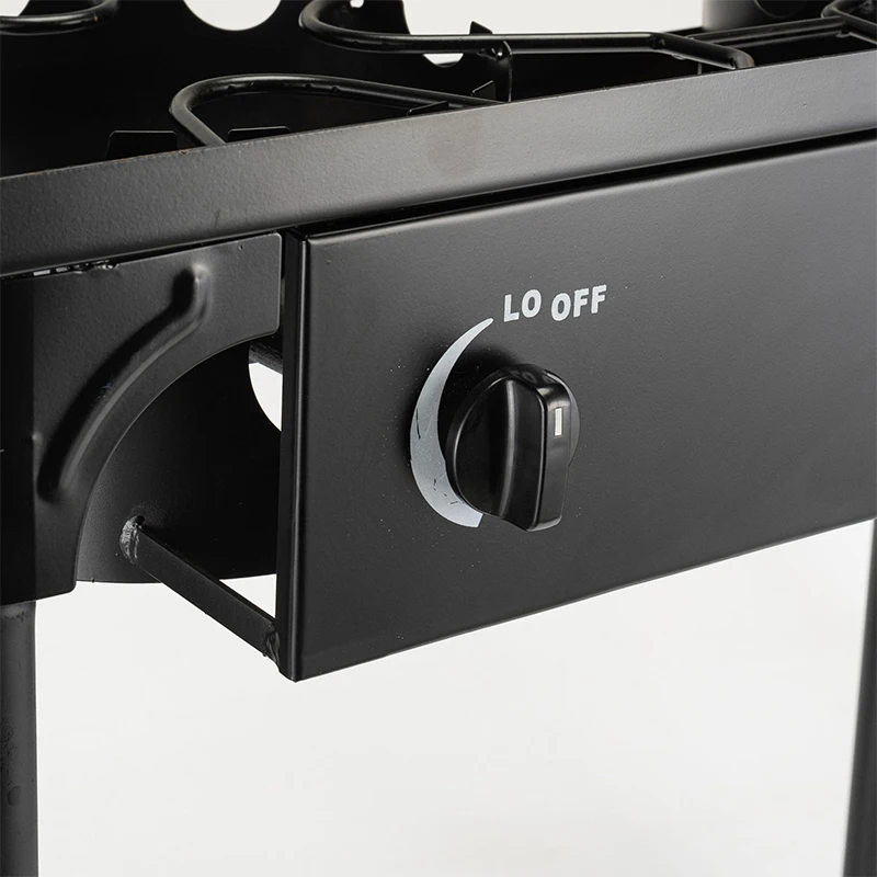 Double Head High Pressure Outdoor Gas Stove, 20PSI Pressure Reducing Valve, Energy-Saving Liquefied Gas Stove