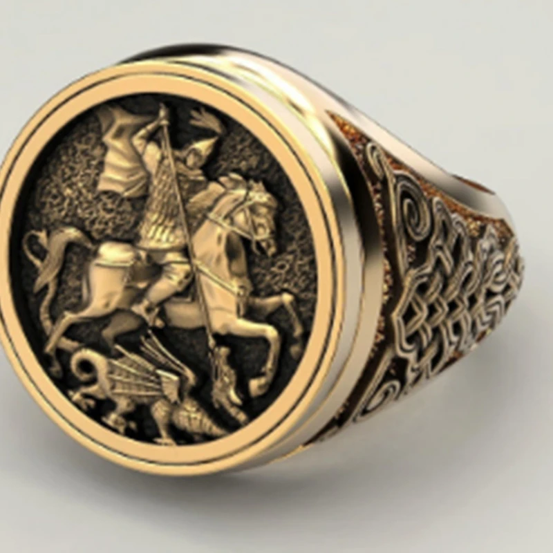 Hot selling new jewelry, multi-color personalized horse riding vintage ring, creative and fashionable item