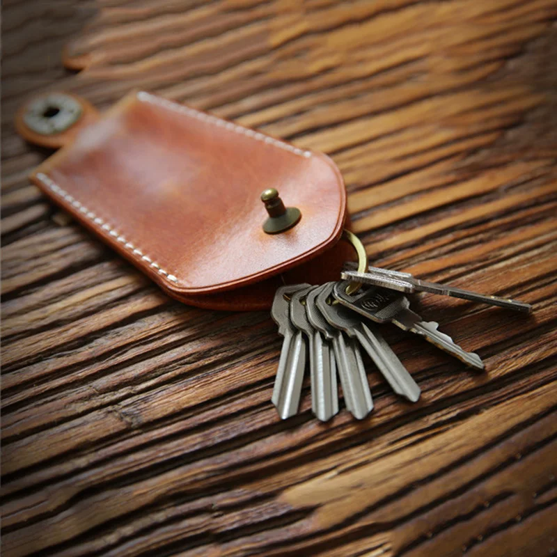 Genuine Leather Key Wallet Men Male Cowhide Vintage Handmade Wallets Bag Case Holder Pouch ring Organizer Housekeeper Man