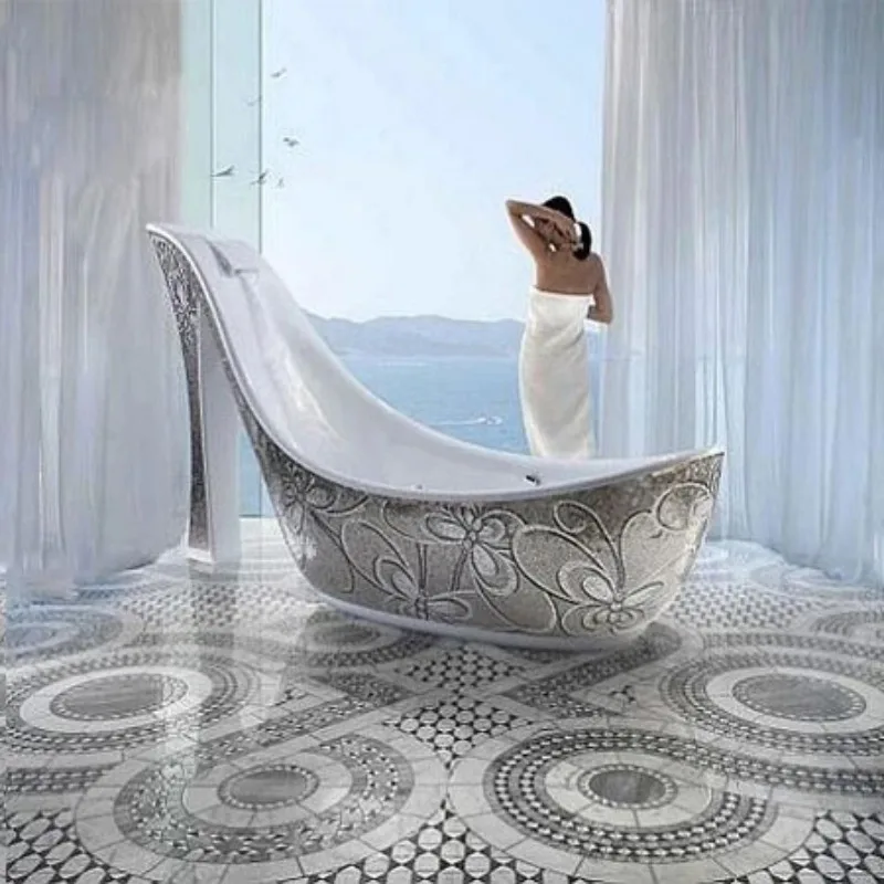 customize the unique pattern pure acrylic mandarin duck bathtub  2 meters 1.7 meters creative home independent double fun bath