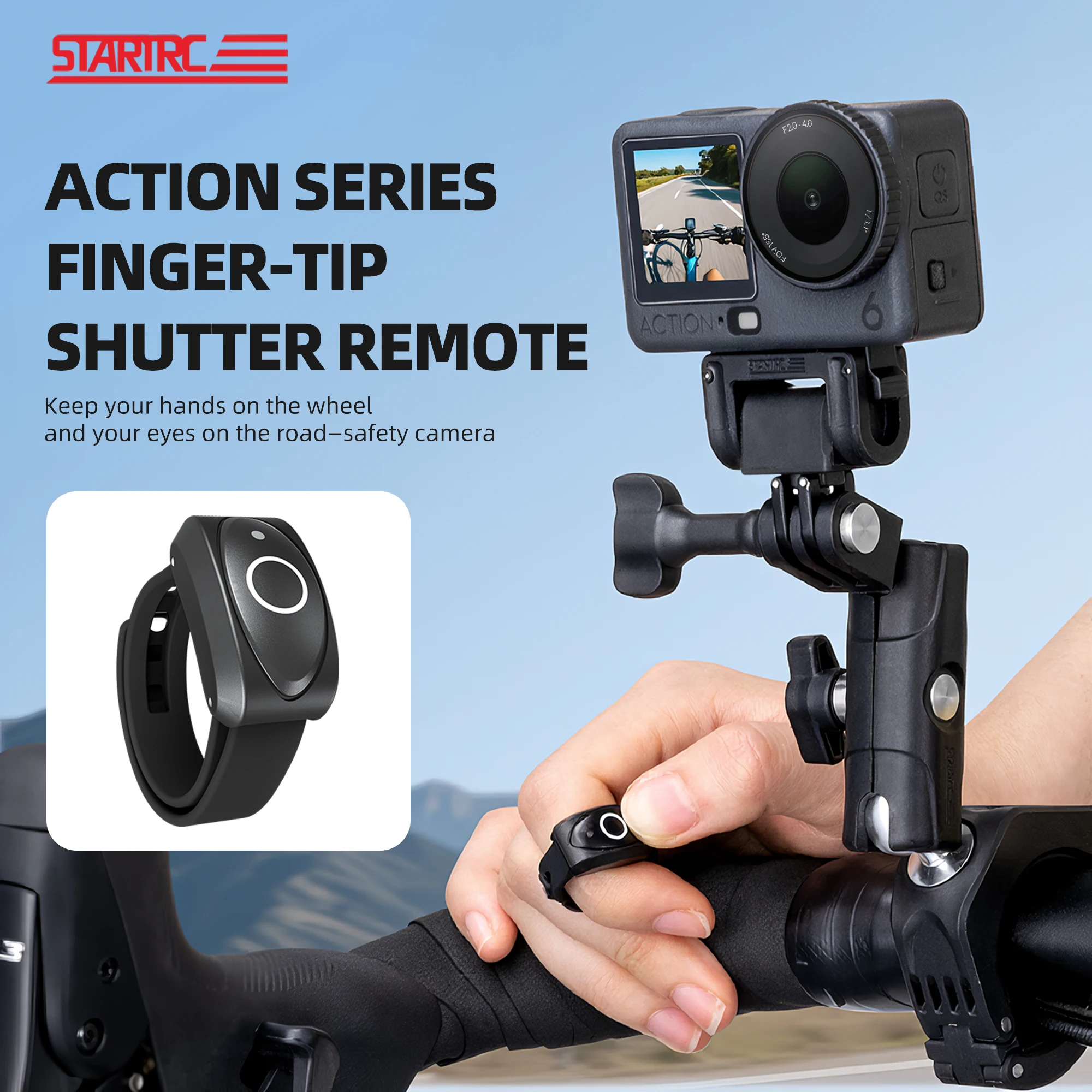 Wireless Charging Remote Control Ring For DJI Action 6/5/4 Camera Accessory Finger-tip Shutter Remote For Vlog/Biking/Fishing