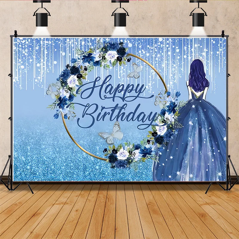 

Vinyl Custom Happy Birthday Photography Backdrops For Girl Quinceanera Pink Rose Gender Reveal Studio Background Props VV-117