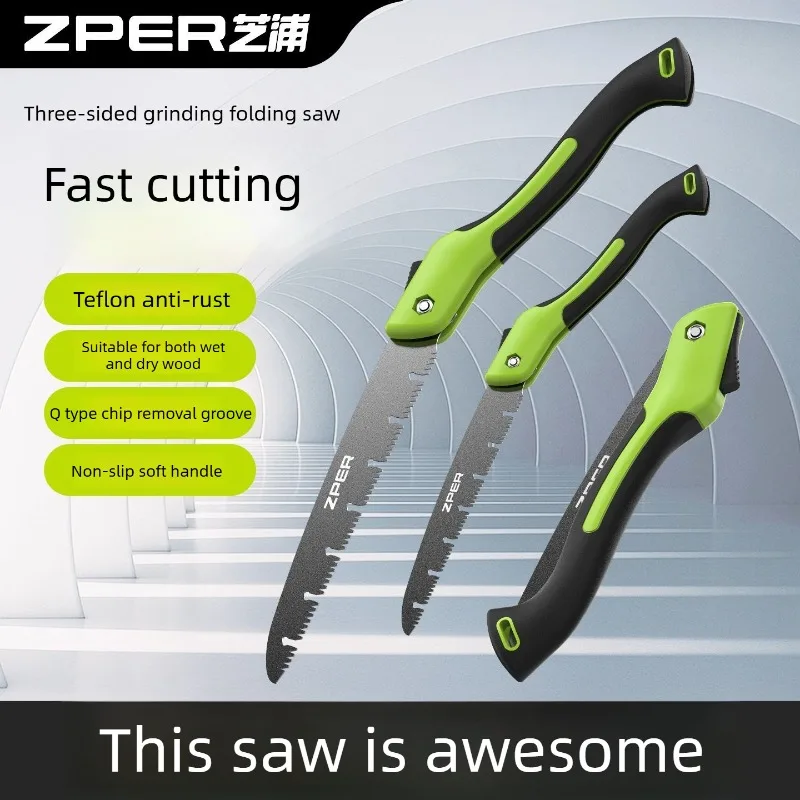 

300MM Manganese Steel Folding Logging Saw with 3-Sided Tooth Safety Lock for Wood Branch Cutting Tree Trimming Bamboo Pruning