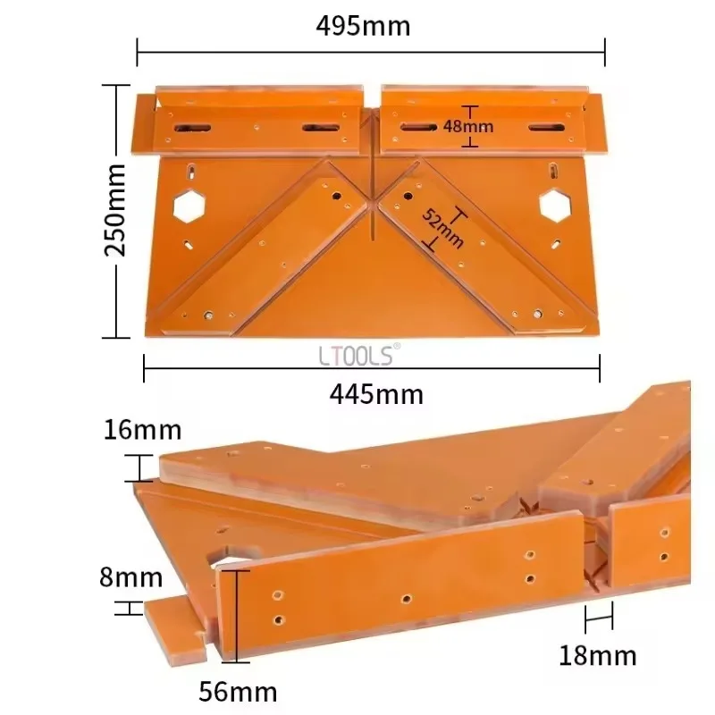 Door and Window Frame Line 45 Degree Angle Cutting Assistant Guide Tool Table Saw Bottom Plate Precision Oblique Cutting Tool