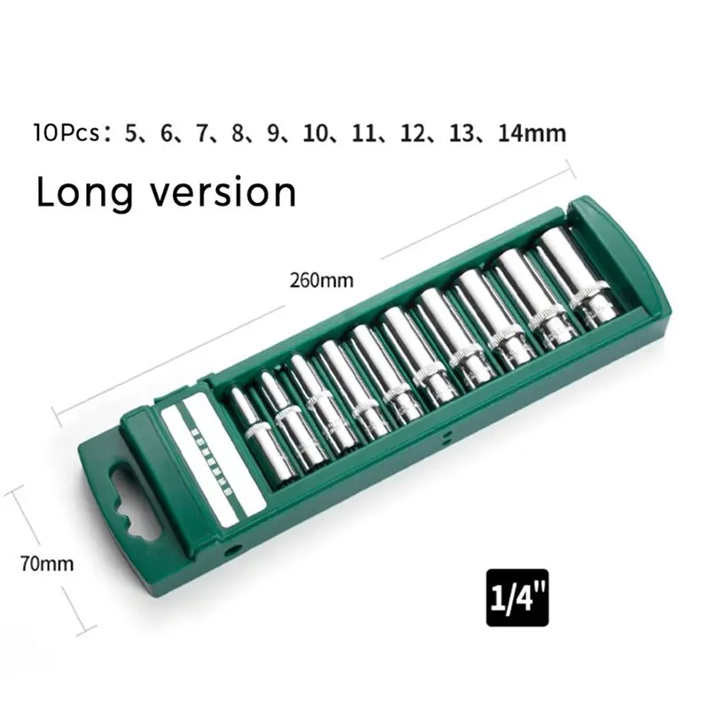 L60A 20 Pieces Of 1/4Inch External Socket With Long Hexagonal Socket Head And Combined Ratchet Wrench Tool