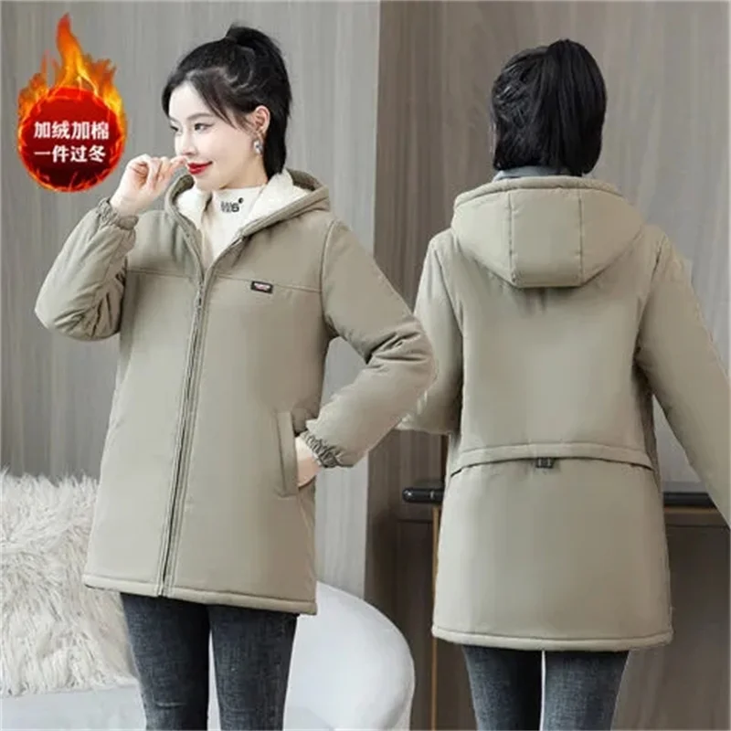 Cotton-Padded Jacket Female Winter 2025 New Overcomes The Long Down Coat Women Parkas Hooded Outerwear Warm Fashion Overcoat Top