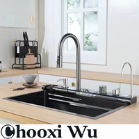 CHOO XIWU-Kitchen sink waterfall faucet Pull Out tap Hot Cold Water Mixer Tap Temperature Digital Display