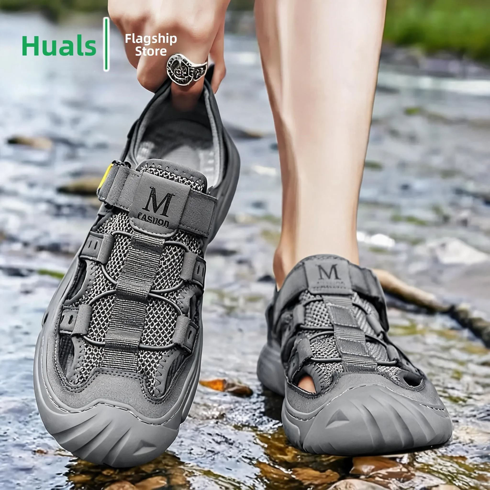 

Men's Sandals 2026 New Summer Outdoor Wear Anti-slip Stream Shoe Outdoor Driving Sport Low Top Korean Style Mesh Breathable