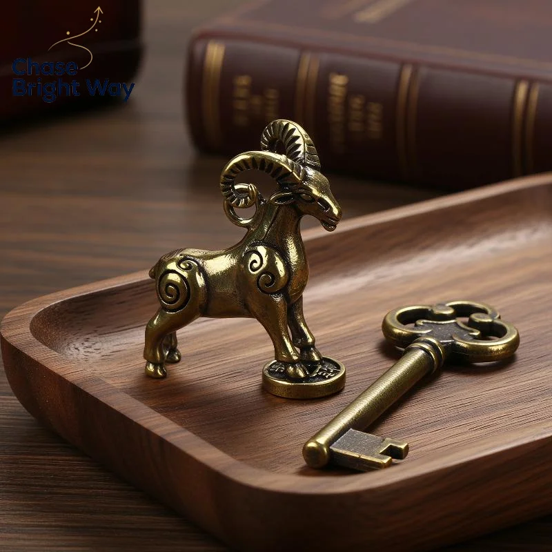 Handcrafted Step On Money Goat Sculpture Brass Zodiac Sheep Figurine Lucky Animal Statue for Home Entryway Decor Gift