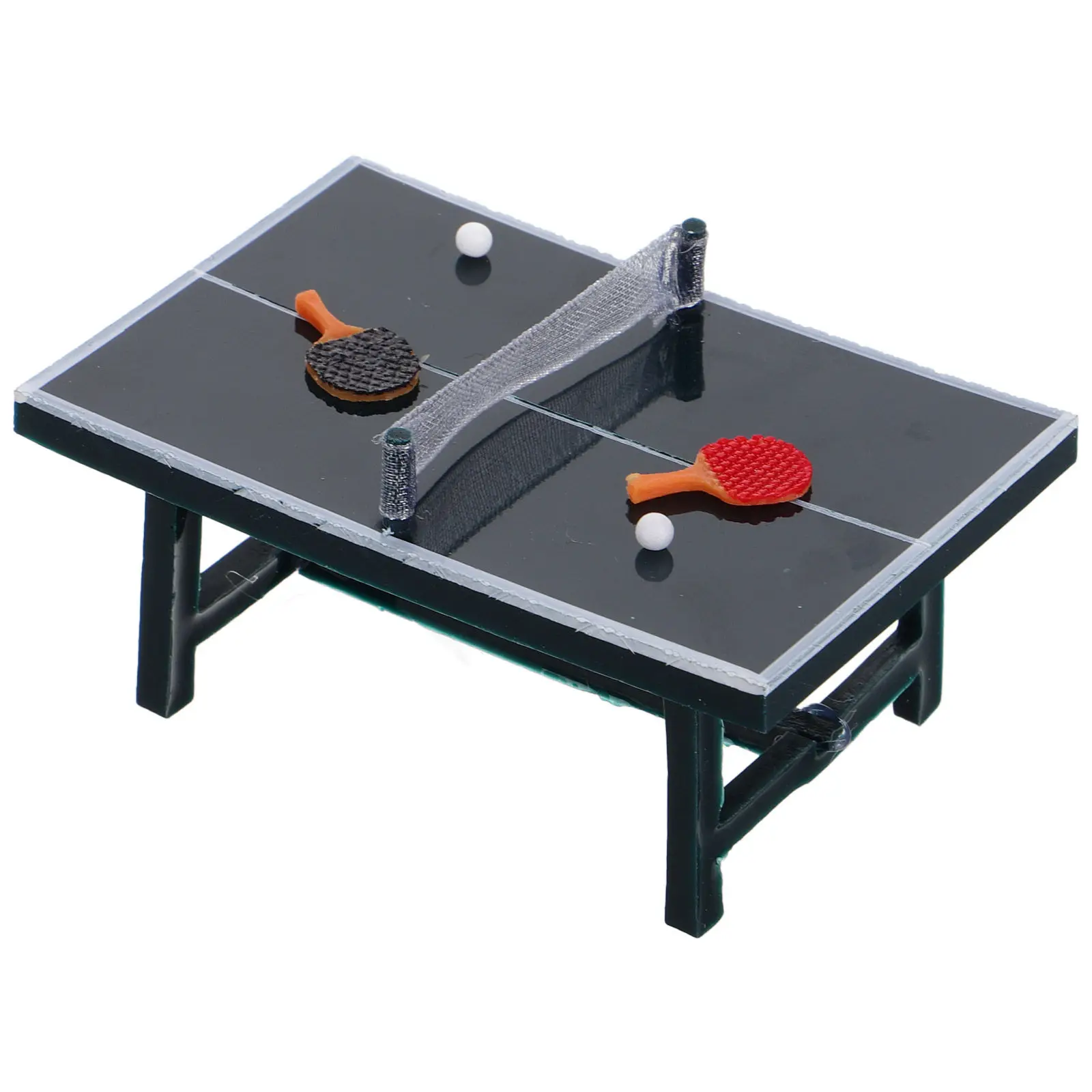 

5-Piece Mini Table Tennis Set Realistic Pong Table Paddles Net Cake Decoration Home Office Desk Decor Dollhouse Accessories