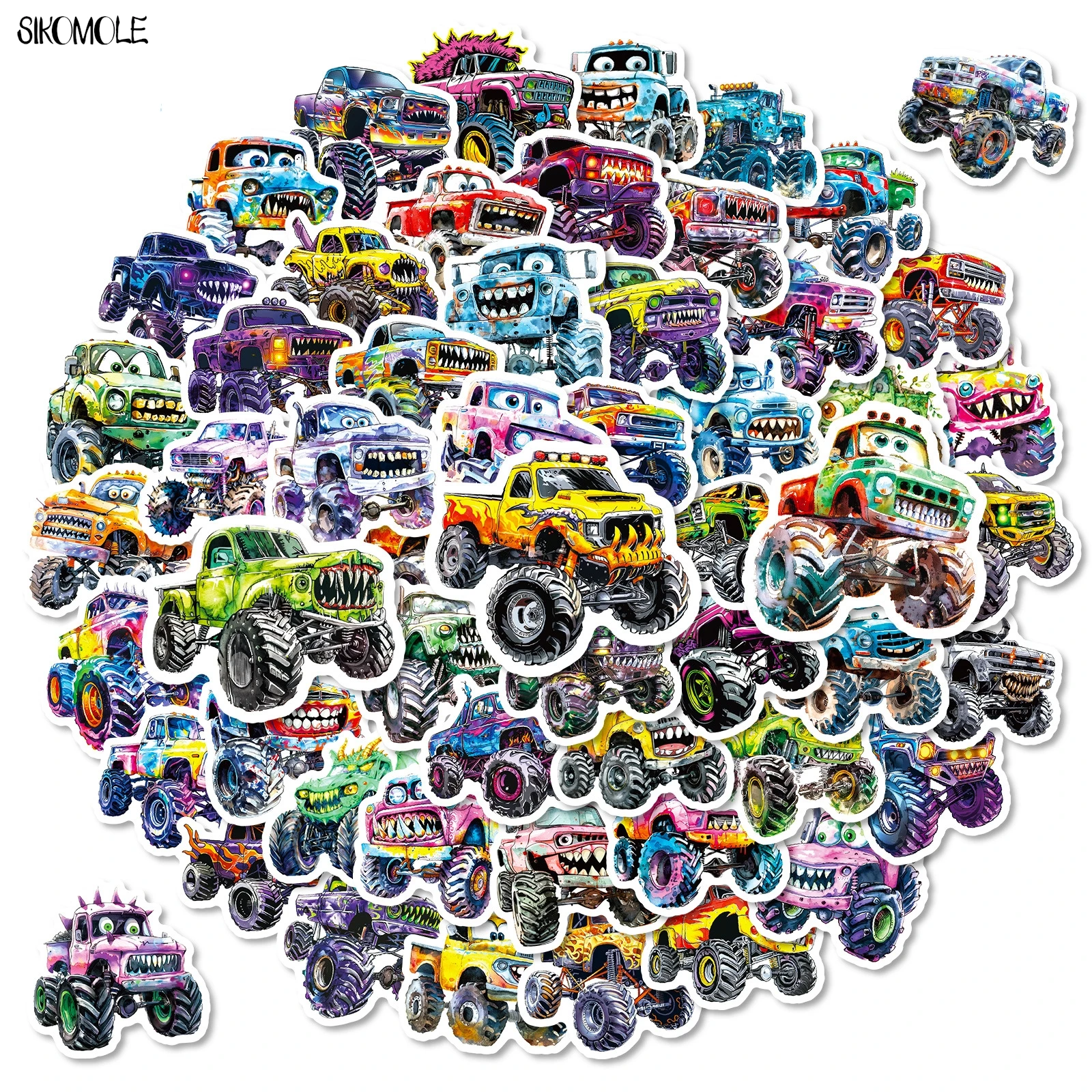 Набор-из-10-30-56-шт-мультяшных-забавных-наклеек-с-монстрами-и-машинками-кавайные-diy-наклейки-для-детей-для-гитары-багажа-чемоданов-граффити-стикеры