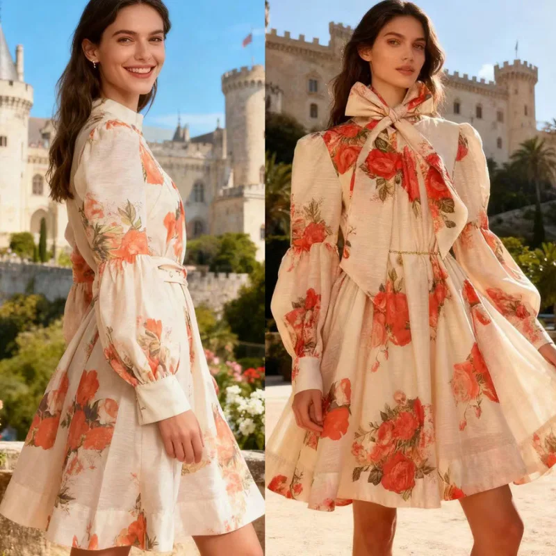 Vintage Sle Loose Fit ort Dr met Lantern Sve Paraplu Rok Dames Faion ow Stopper Thi Velvet Fabric