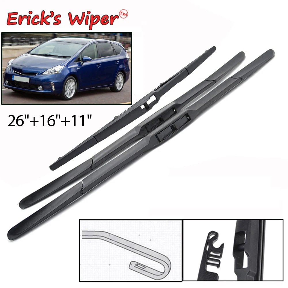 Erick\'s Wiper Front & Rear Wiper Blades Set For Toyota Prius Plus / Prius+ 2011 - 2016 Windshield Windscreen Window 26\