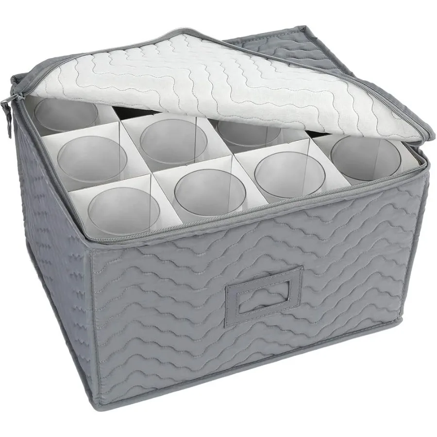 

Stemware Storage Container Deluxe Quilted Storage Case with Dividers for 12 Wine Glasses Champagne Flutes Glassware Drinkware S