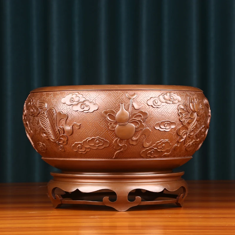 Copper eight treasures auspicious cornucopia ornament porch home desk piggy bank