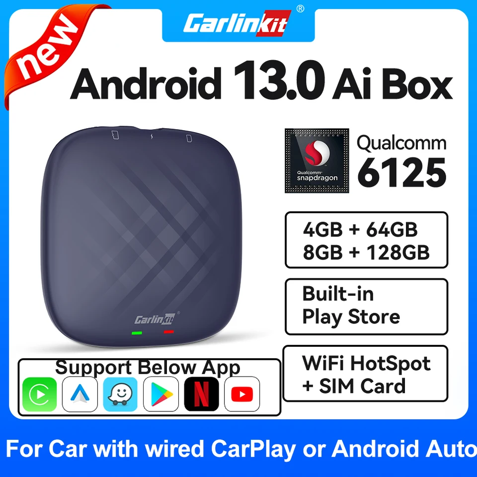 Wireless CarPlay Ai Box Android 13 8-Core