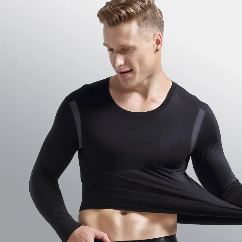 

Мужское термобелье (5 шт.), цельное, с V-образным вырезом, из модала, с длинным рукавом, тонкий топ, хлопковый свитер