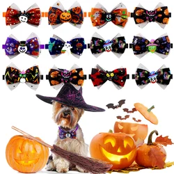 5PCS Adjustable Dog Bowties Halloween Party Pet Collars For Dogs Pumpkin Specter Dog Bow Ties Pet Dog Grooming Accessories