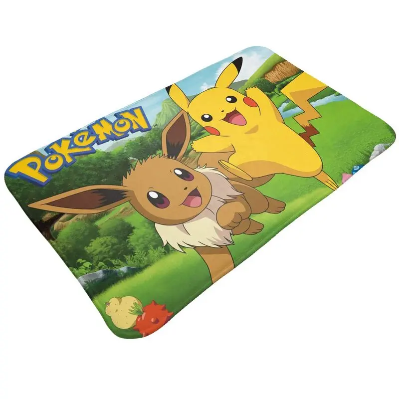 Custom Cartoon Animation Pokemon Pikachu Doormat Non-Slip Bath Kitchen Mat Bedroom Balcony Door Floor Entrance Carpet Rug