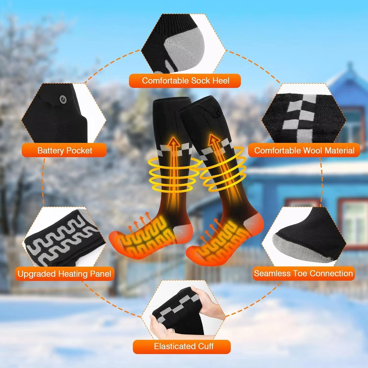 APP Control Heated Socks Rechargeable 5000mah Electric Heated Skiing Socks Snowboarding Outdoor Sports Foot Winter Therma Socks - view 4