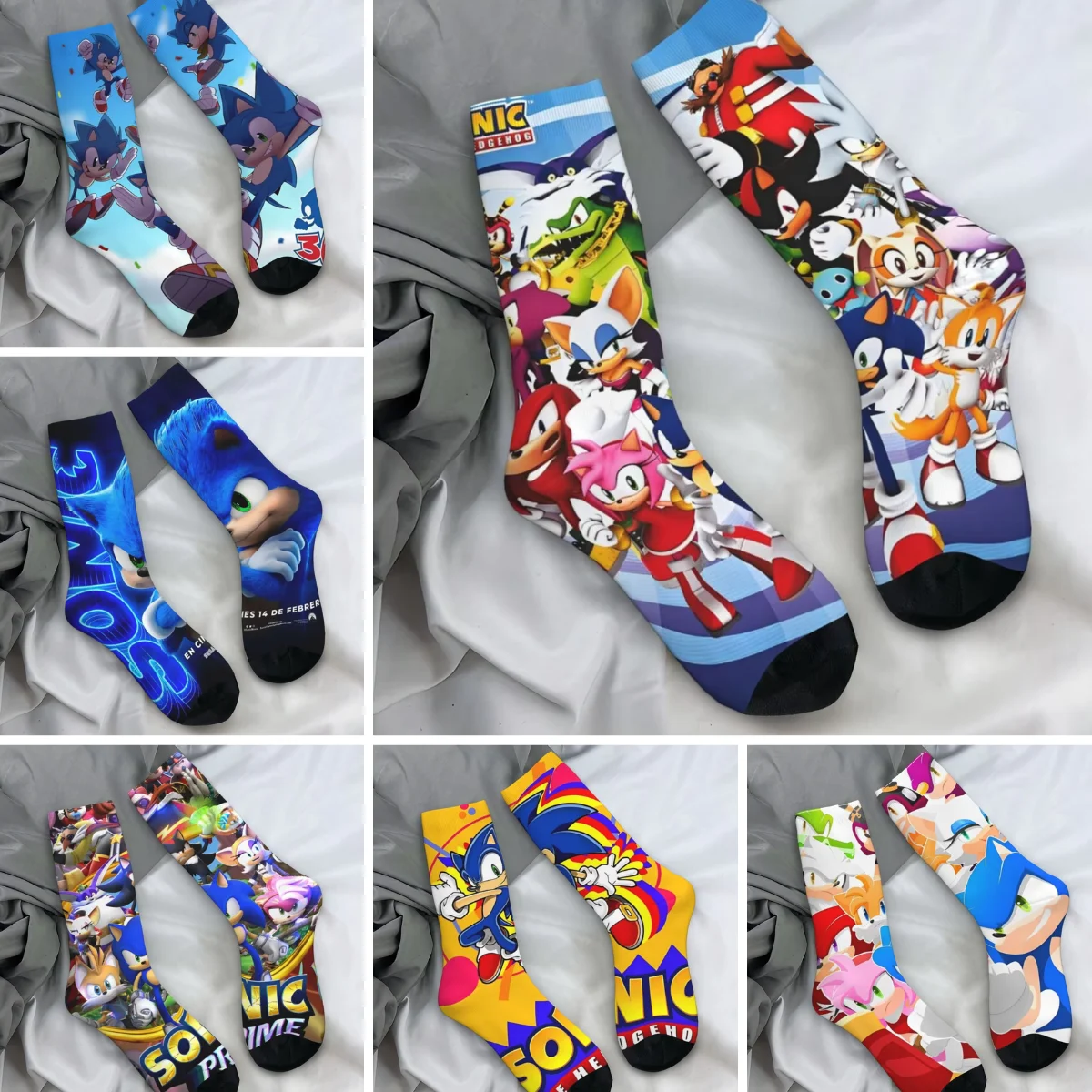 S-Sonic Retro Game Cartoon Stockings Design Kawaii Socks Winter Anti Bacterial Socks Women Men Outdoor Sports High Quality Socks