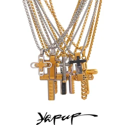 Yhpup Waterproof Stainless Steel Creative Cross Pendant Necklace Exclusive for Men Unisex Classic Fashion Jewelry Accessories