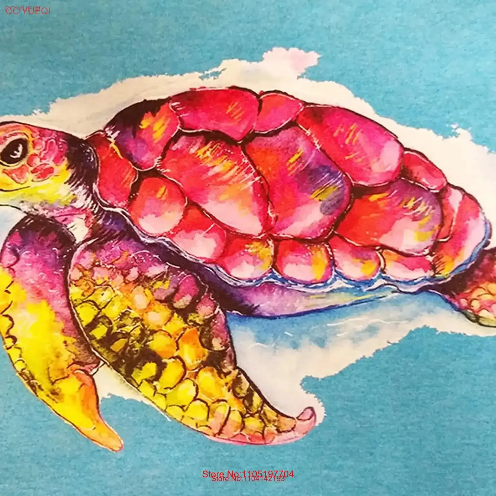 

Colorful Ocean Sea Turtle T Shirt Comes on White or Heather Blue shirts vintage Washed homme Top For Everyday Wear Slightly