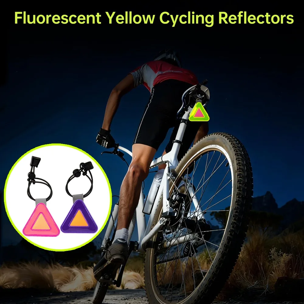 High Visibility Reflective Triangle Sign Fluorescent Yellow Bike Reflector For Bicycle Safety Cycling Running Backpack Night