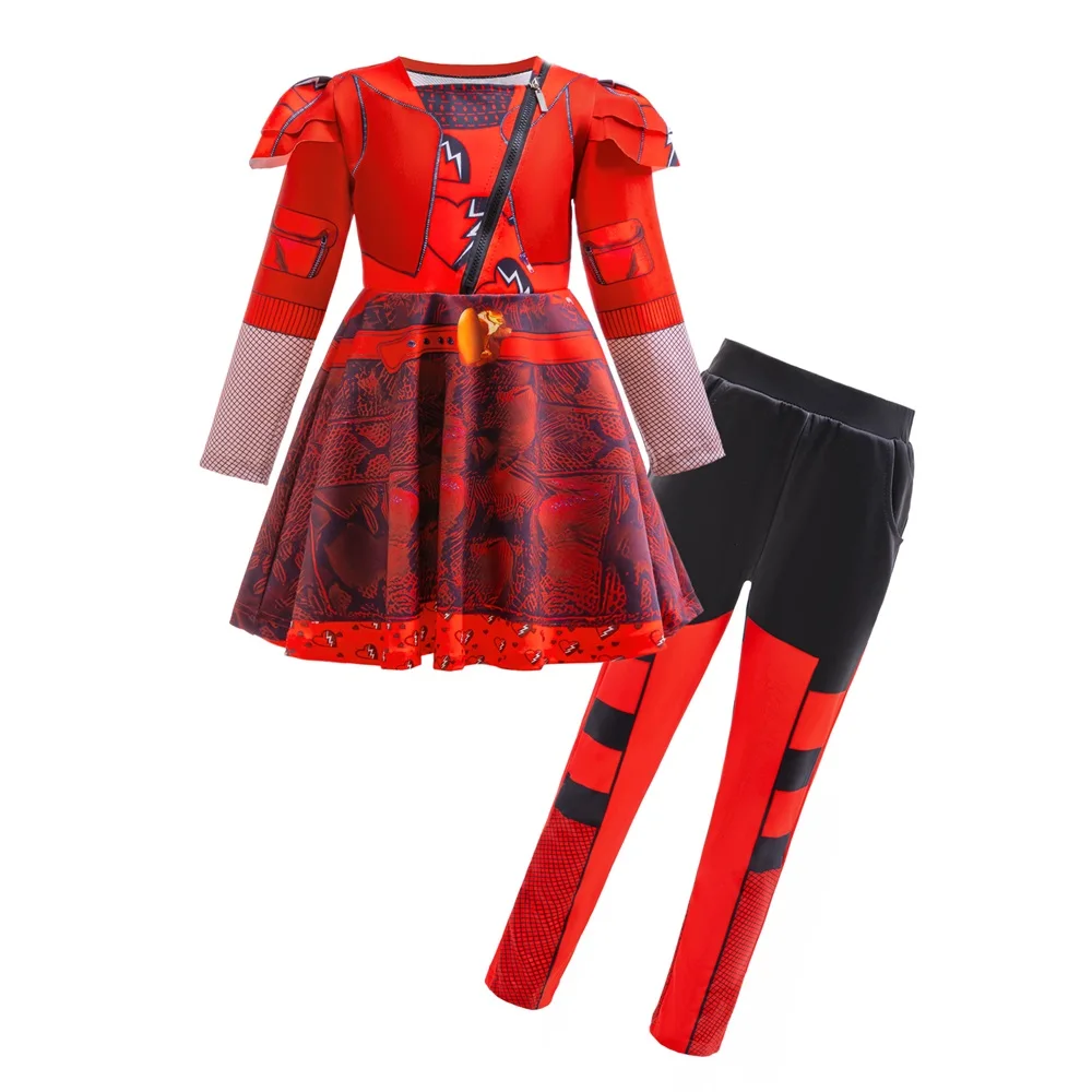 Girls Queen Of Hearts Party Tutu Dress Kids Descendants  The Rise of Red Dresses Girl Fashion Holiday Costumes Children Clothes