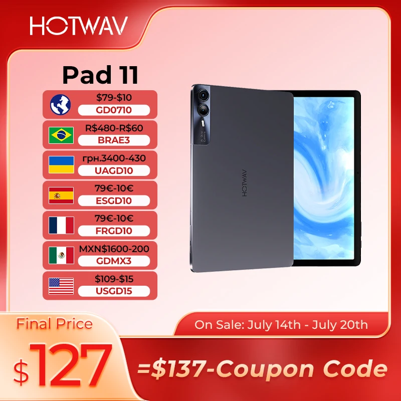 

[World Premeire] HOTWAV Pad 11 Планшетный Планшет 11 дюймов 2K Дисплей 8000 мАч Аккумулятор Режим ПК Pad 12 (6 + 6) ГБ ОЗУ 256 ГБ ПЗУ Widevine L1 Планшетный ПК