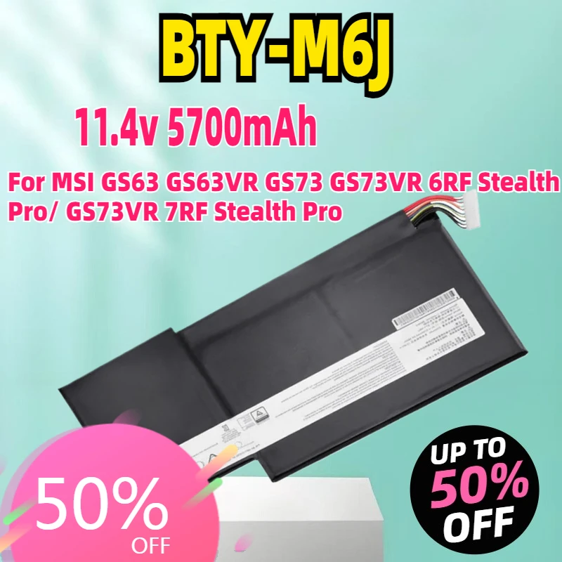 بطارية كمبيوتر محمول جديدة عالية الجودة 64.98Wh BTY-M6J لـ MSI GS63 GS63VR GS73 GS73VR 6RF Stealth Pro/ GS73VR 7RF Stealth Pro #1