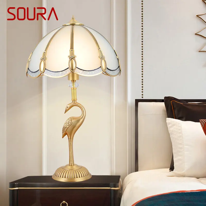 

SOURA Contemporary Golden Brass Table Lamp LED Copper Creative Decor Desk Light For Home Living Bed Room
