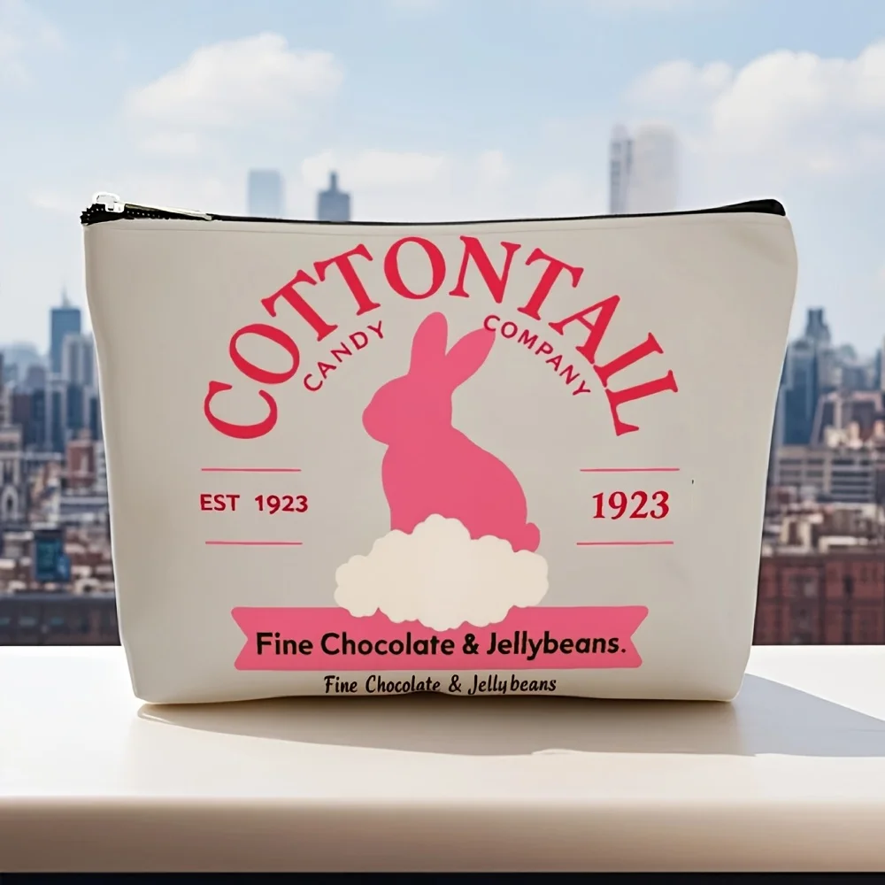 Eine Vintage-Make-up-Tasche mit Kaninchenmuster – multifunktionale Reißverschlusstasche, Schmuck-Aufbewahrungstasche, perfekte kleine Reise-Aufbewahrungstasche mit Reißverschluss